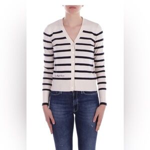 Lauren Ralph Lauren Navy and Cream Striped Cardigan